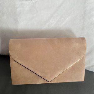 Charming Tailor Faux Suede Clutch Bag Elegant Metal Binding Purse